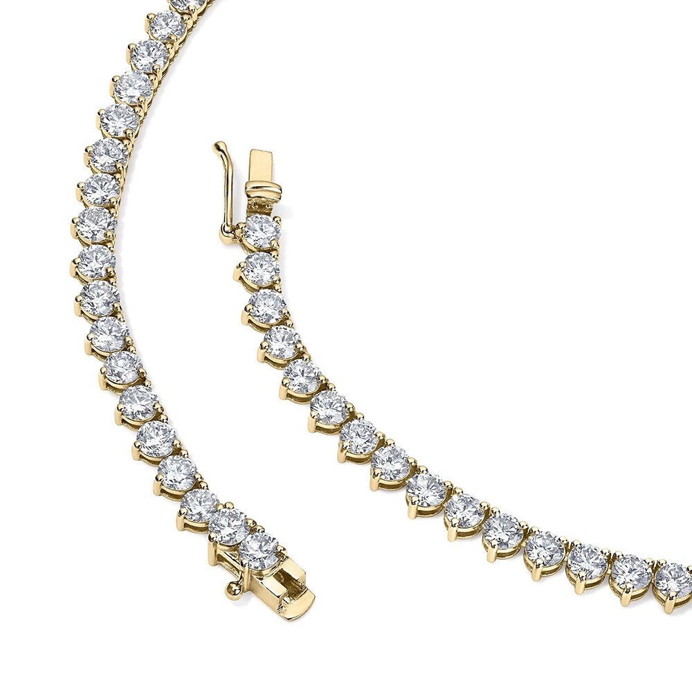 Lab Grown Diamond Tennis Necklace D VS 5.00 Carat 14k Gold Plated 20” Inch