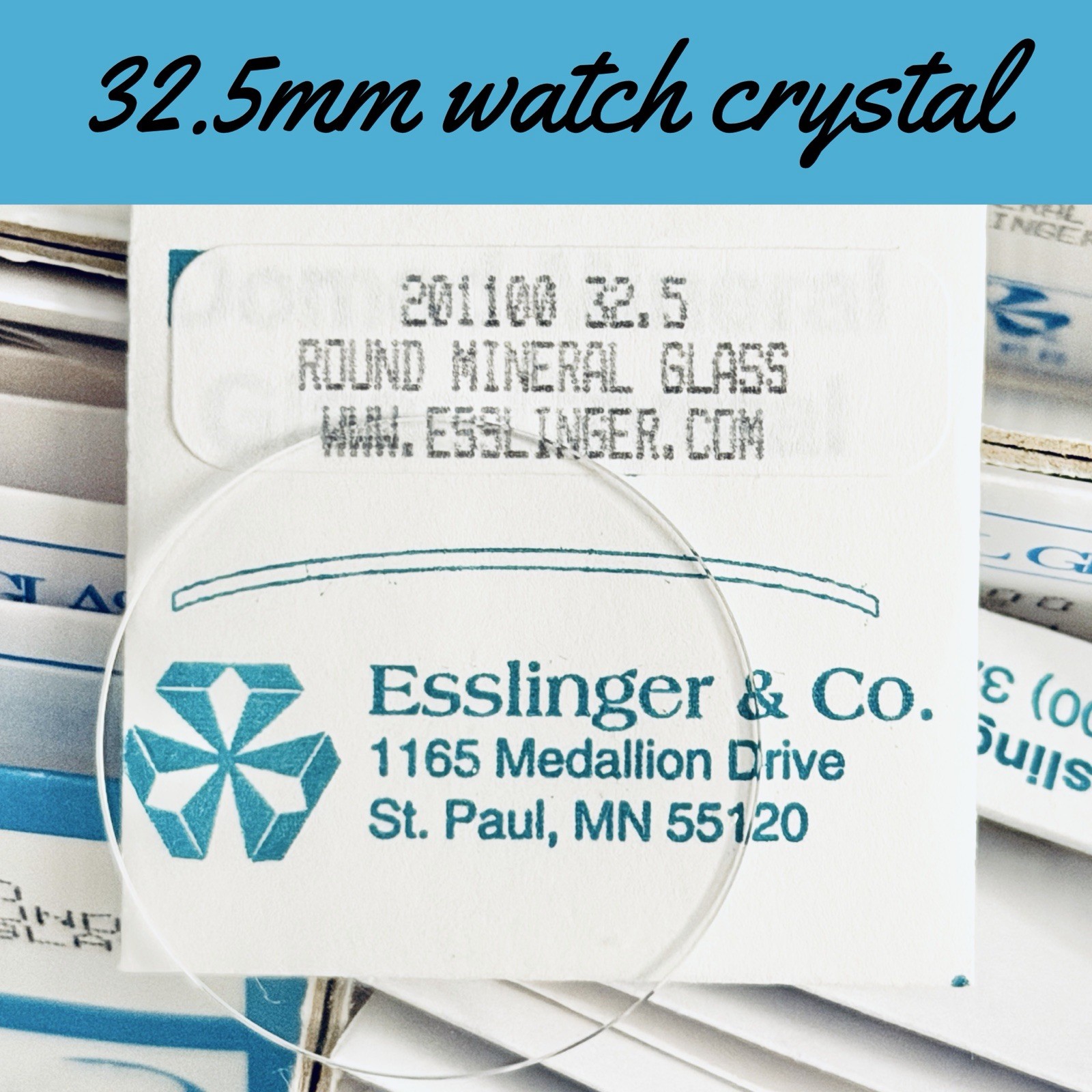 New 32.5 x 1 mm Watch Crystal – Flat Round Mineral Glass