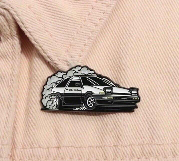 Anime Cartoon Initial D Fujiwara Takumi AE86 Car Enamel Metal Badge Pin
