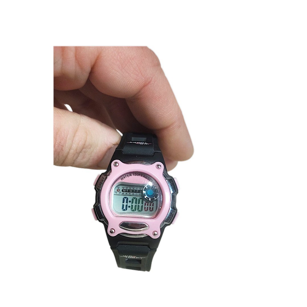 Vintage Ladies Digital Sports Watch WR 100ft (MISSING BUCKLE TONGUE & LOOPBAND)