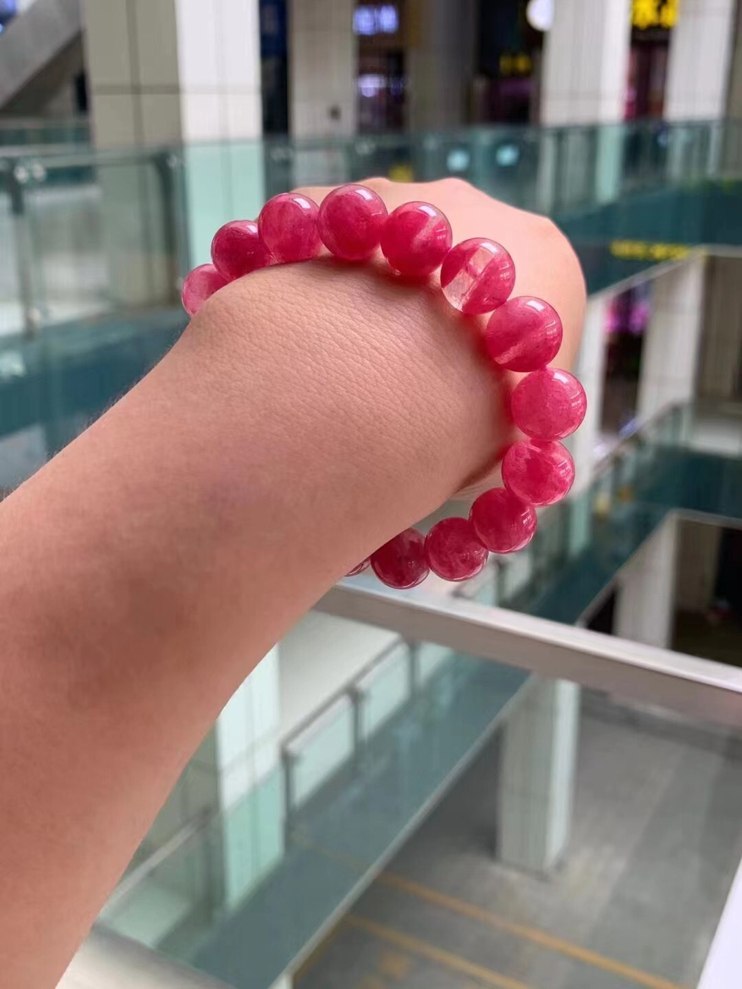Genuine Natural ice Rose Quartz Round Beads Bracelet AAAAA 13.7mm