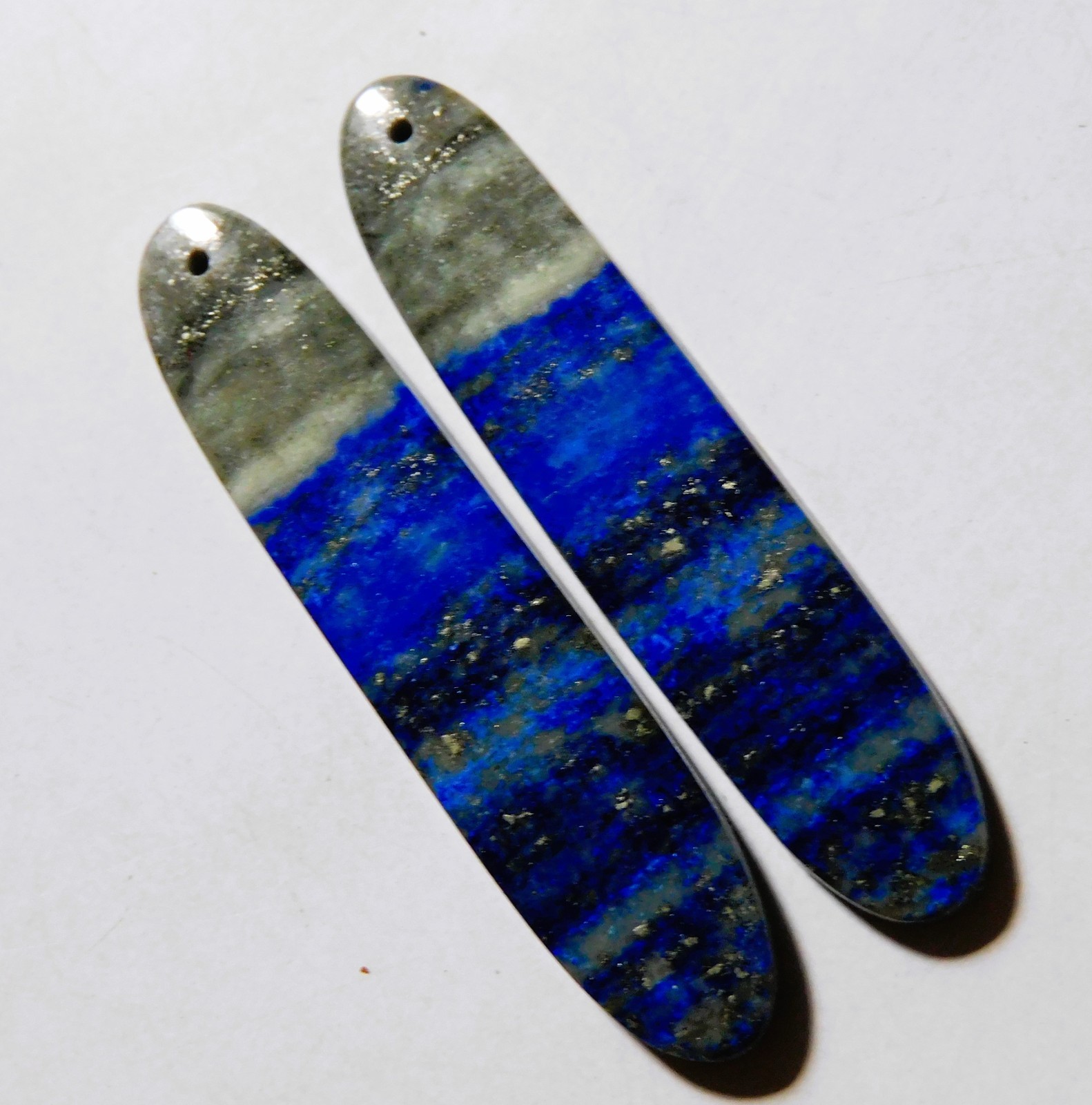 42.60 Cts Natural Lapis Lazuli Drilled Cabochon Match Pair Gemstone 50X10.6MM