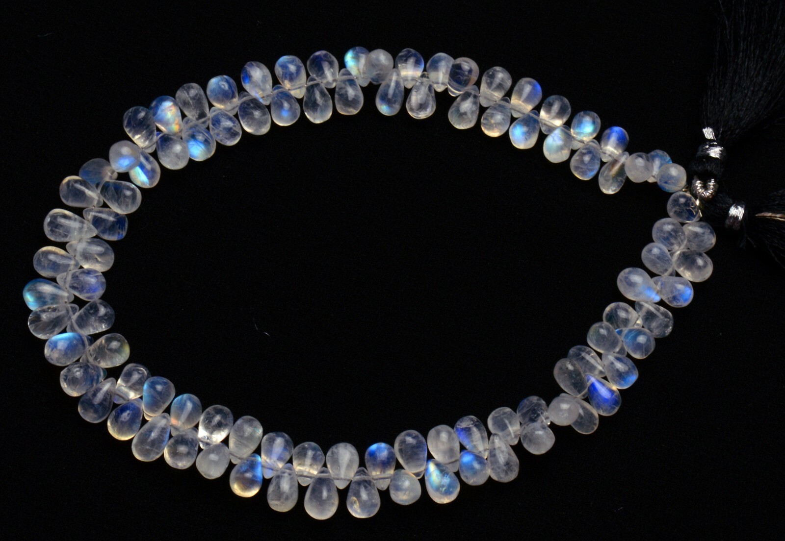 Natural Gem Rainbow Moonstone 7x5mm Approx Size Teardrop Shape Smooth Beads 10″