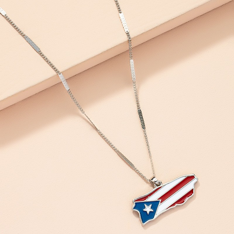 Puerto Rico Country Shaped Flag Pendant – National Necklace