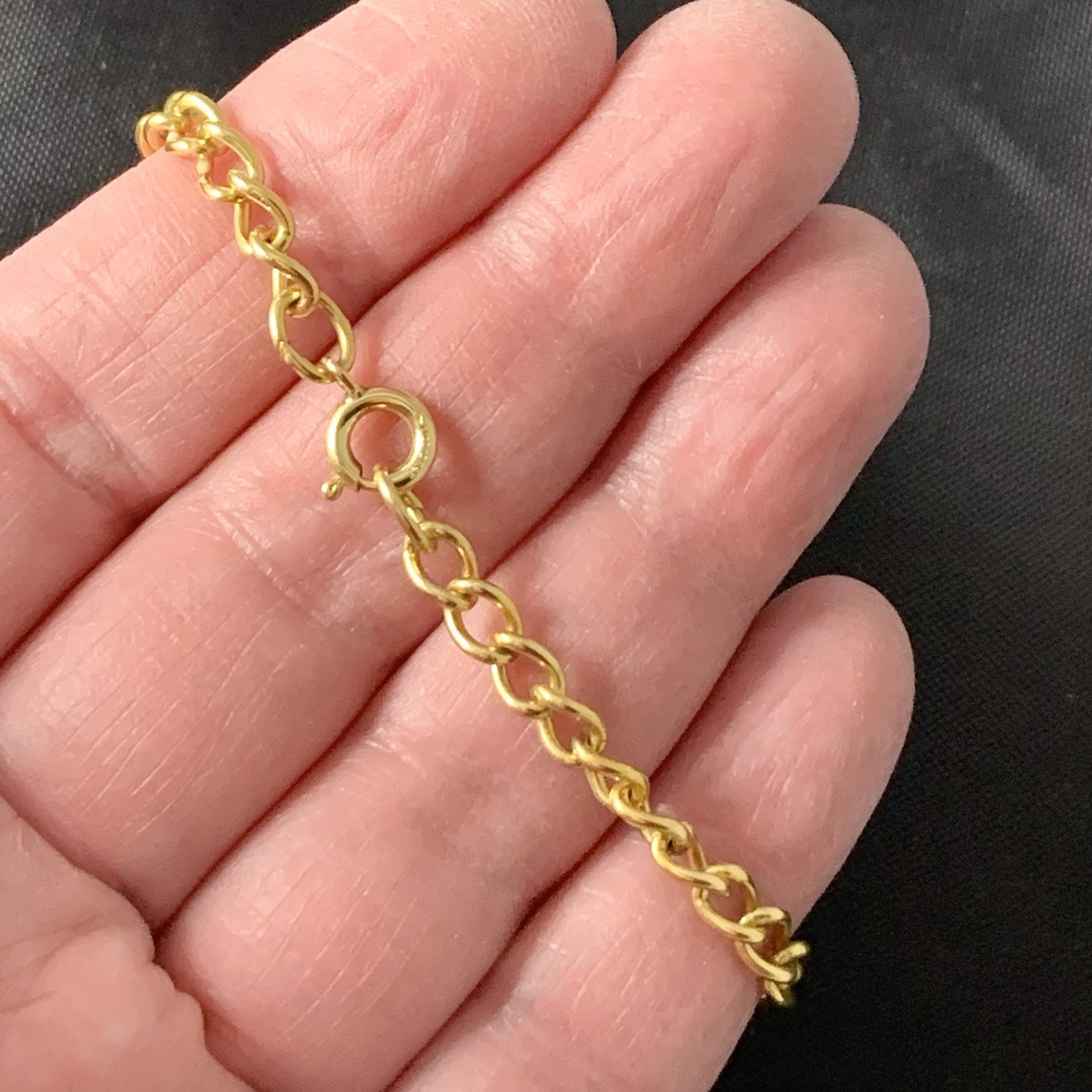 VTG Chain Bracelet Charm 12k Gold Filled 4mm Shiny Spring Ring 3.13gr 7.5”