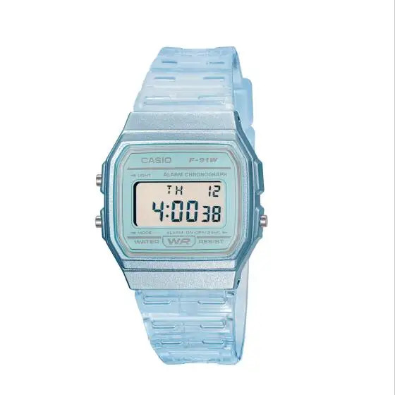 Casio F‑91WS Series Transparent Digital Watch LED Light Alarm Wate
