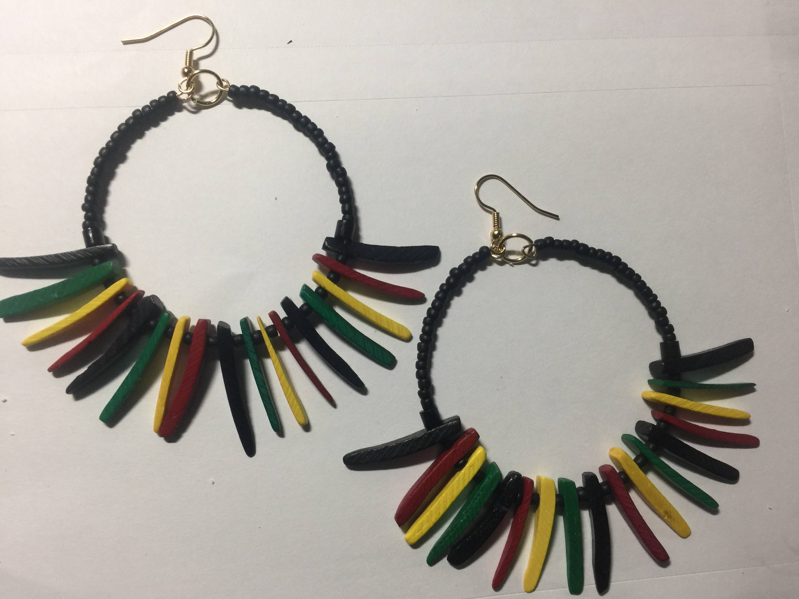 Irie Beads Reggae Rasta Red Yellow Green Black Earrings