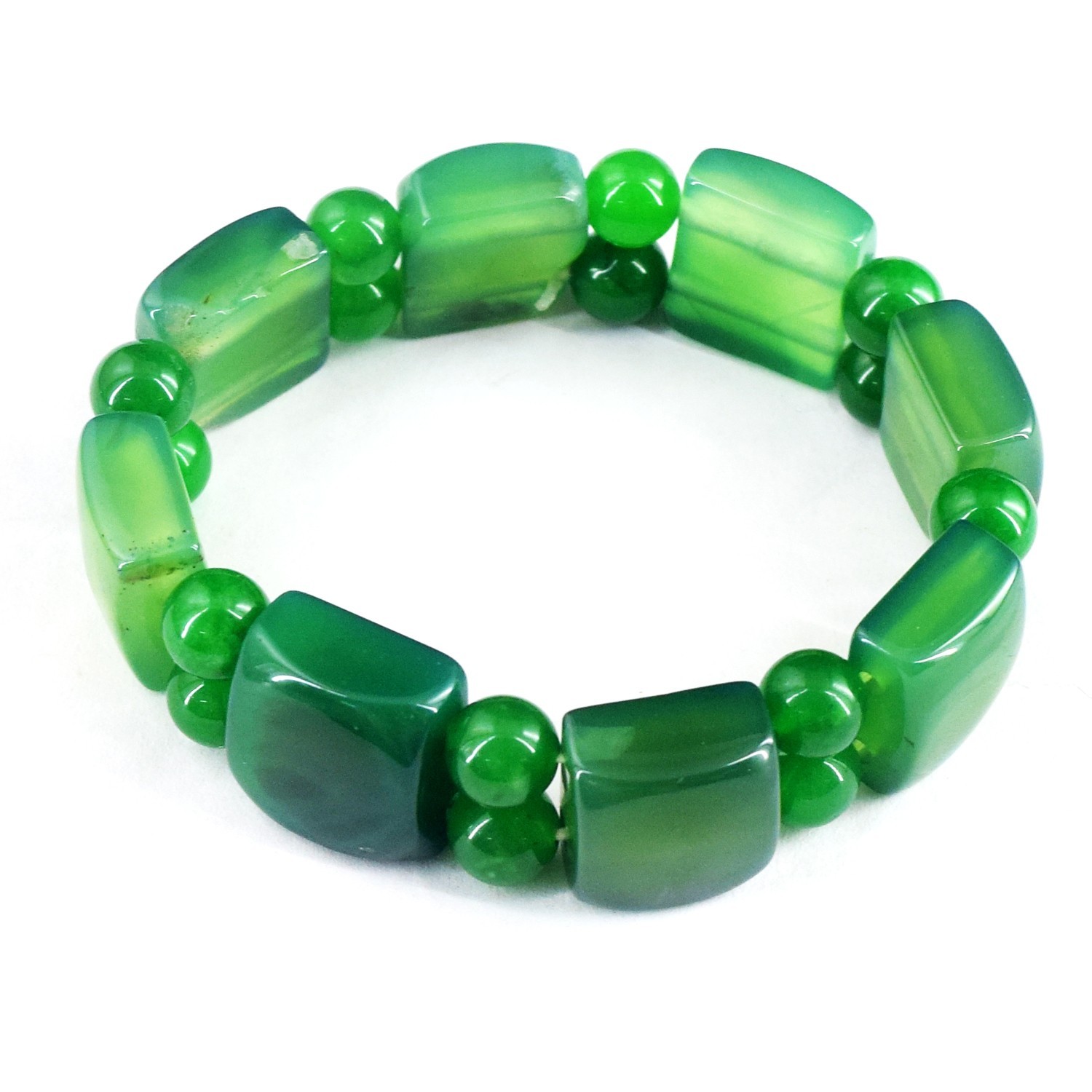 Most Beautiful Green Onyx 248.00 Cts Beaded Best Stretchable Bracelet RK 20 E818
