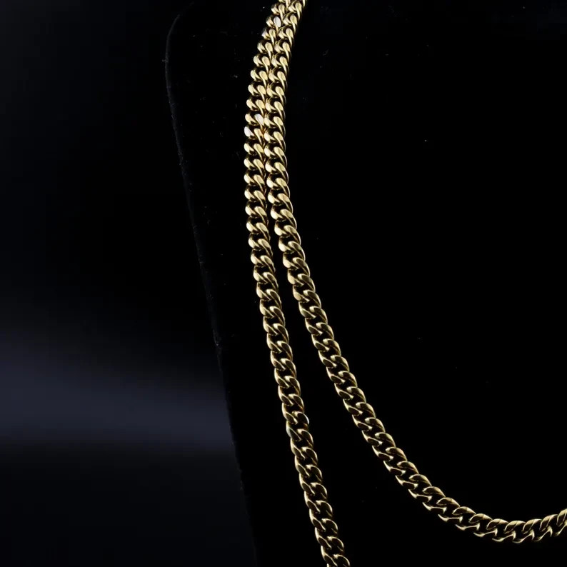 18k Gold Plated 925 Sterling Silver Cuban Curb Chain Necklace Heavy Version