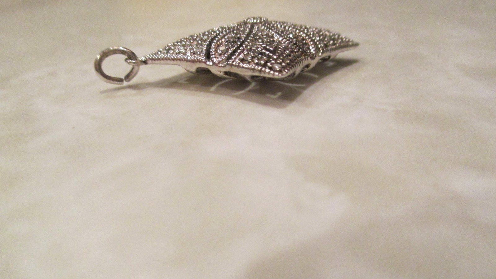 Sparkly Vintage Sterling Silver Affinity Diamond Pendant – QVC – Signed EA .925