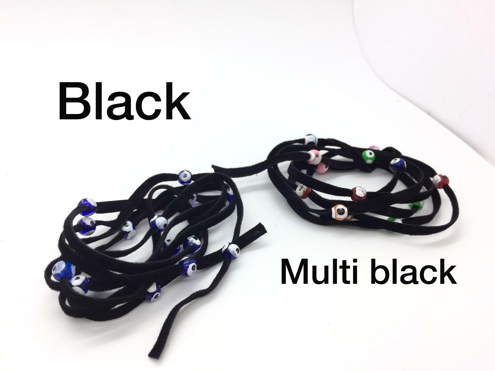 Turkish Evil Eye Wrap Bracelets Velvet String Kabbalah Blue Beads Protector Luck
