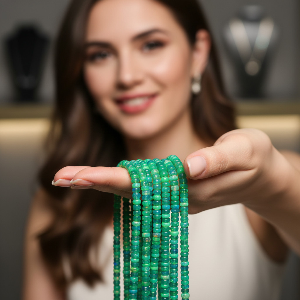 Natural Green Ethiopian Opal Rondelle Beads 4–5mm Size 16 Inch Strand Gemstone