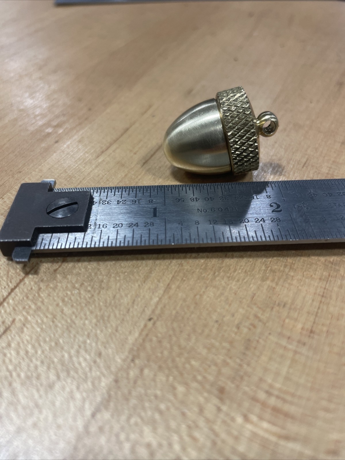 ACORN pendant , Vial , Pill box opens, unscrew top, Canister Solid Brass SHIP