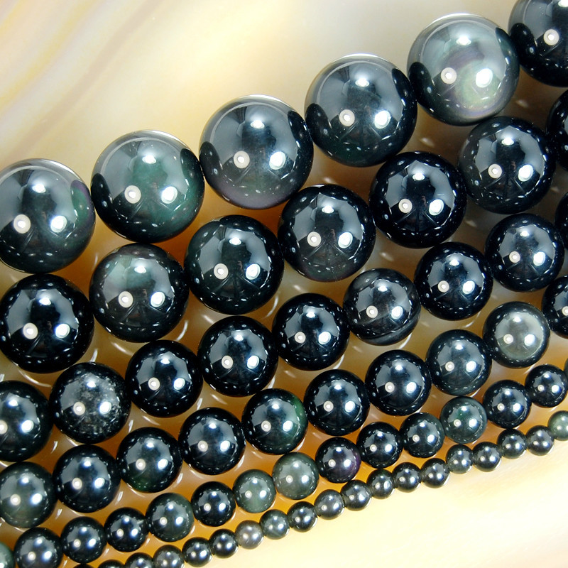 Natural Black Obsidian Round Beads 15.5″ 4,6,8,10,12,14mm