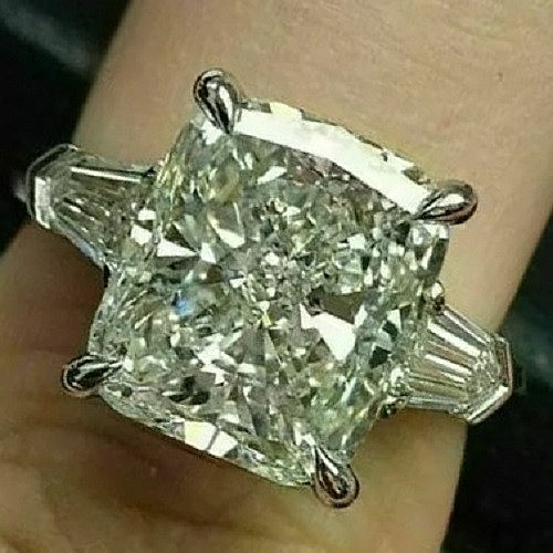 4.75Ct Cushion Cut VVS1 Lab Created Diamond Engagement 14K White Gold FN Ring