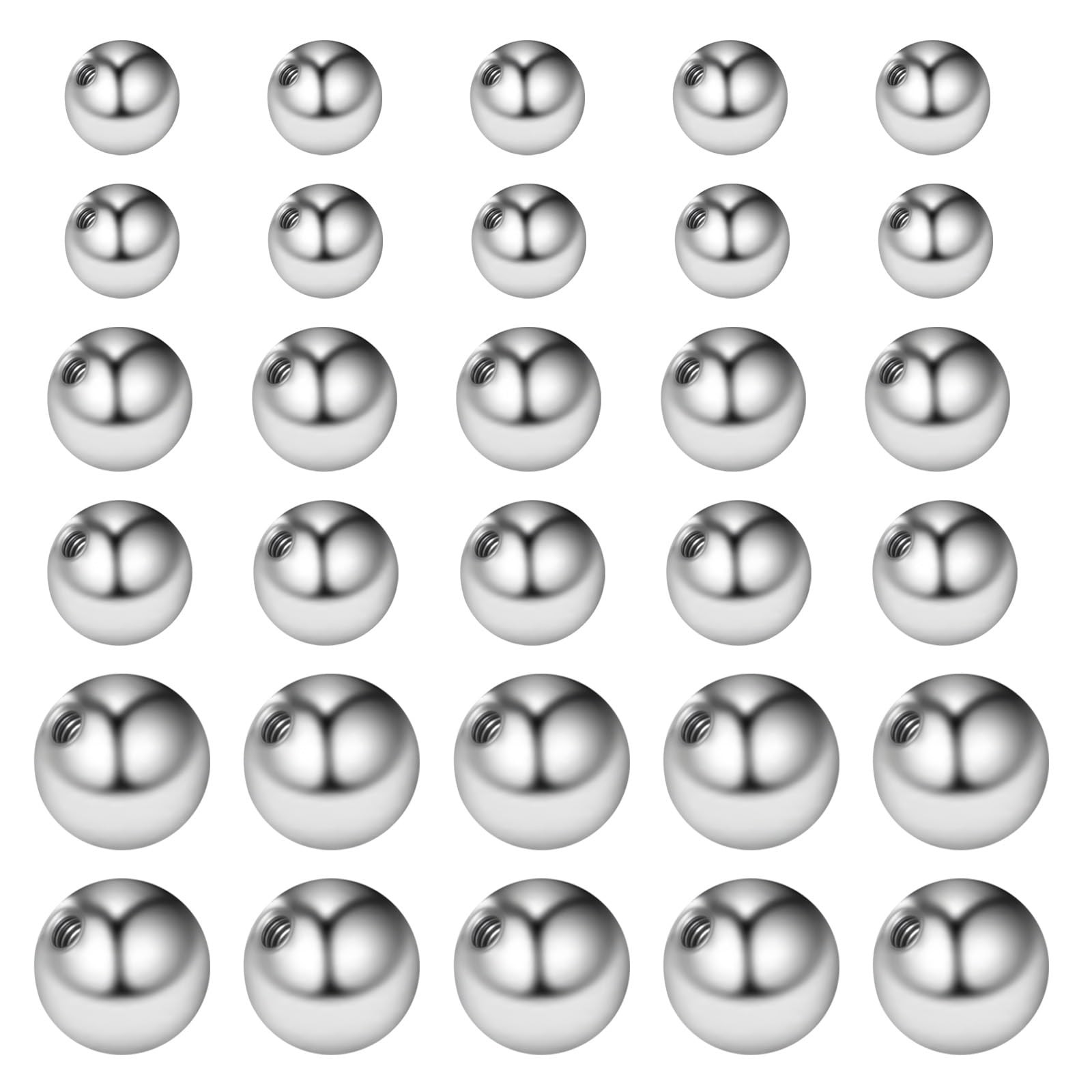 30Pcs 14G Balls for Piercing Jewelry, Externally Threaded Surgical Steel Ball…