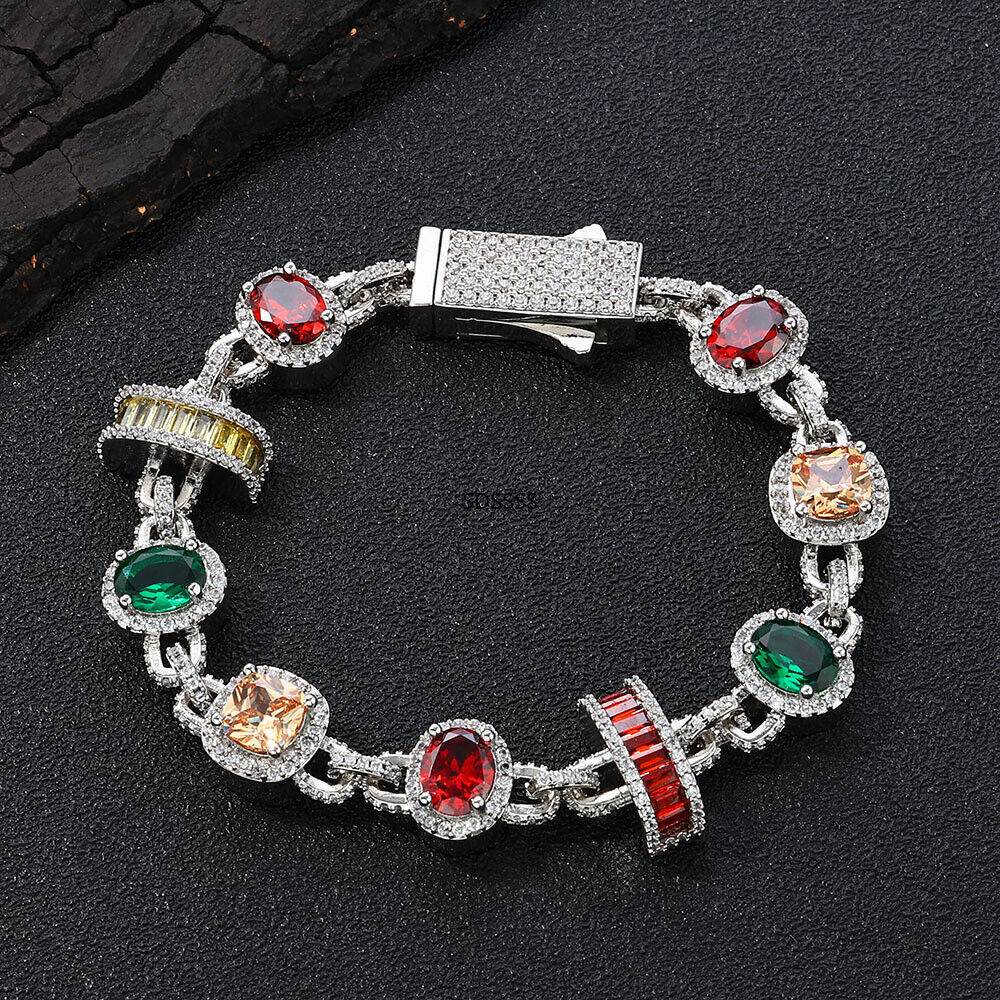 Jewelry Men Women Gift Hip Hop Tennis Chain Necklaces Bracelet Colorful