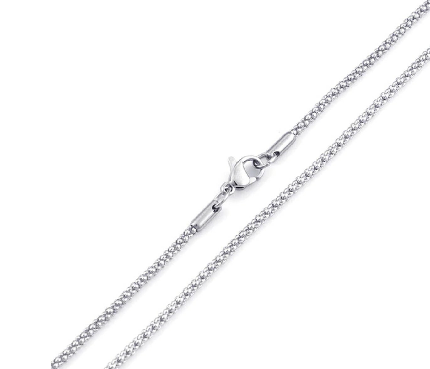 Stainless Steel Popcorn Chain 2 mm 18-24 in Silver, Black, yellow or rose Gold