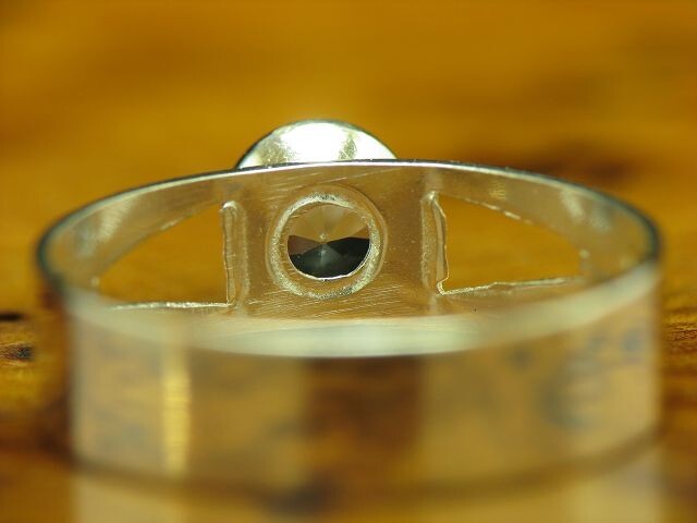 830 silver ring with synth. Aquamarine Trim / Real Silver / RG 53 / 1.5g