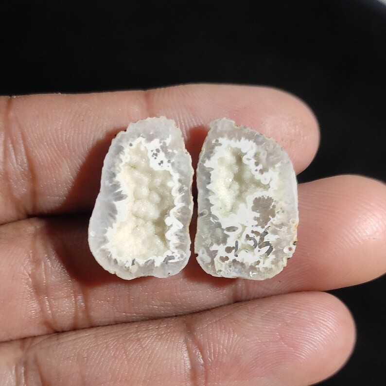 2 Pcs 30.00 Cts Natural Agate Druzy Drusy Earrings Supply As per Picture