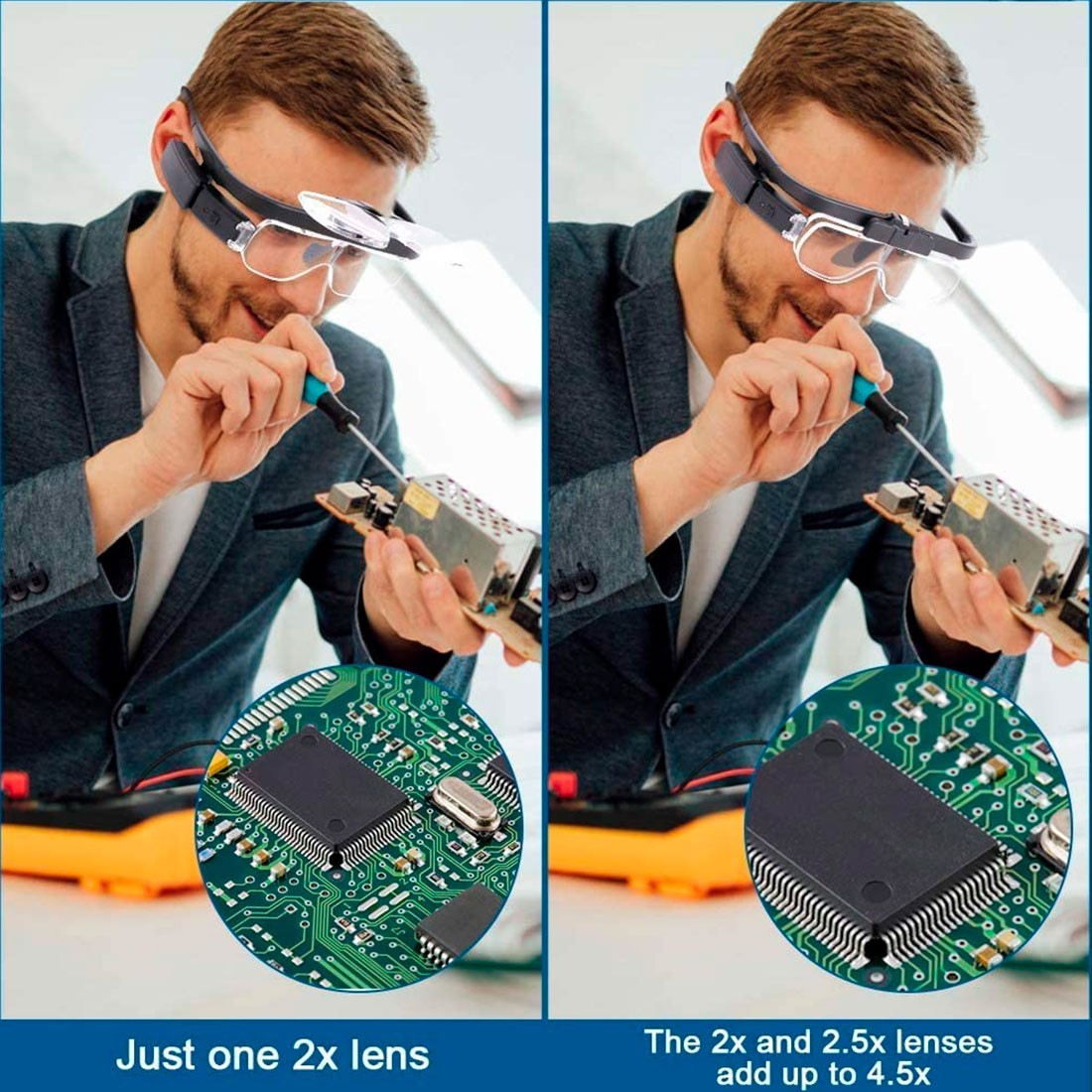 1.5/2.0/2.5/3.5/4.0/4.5X Illuminated Magnifying Glass Adjustable LED Magnifier