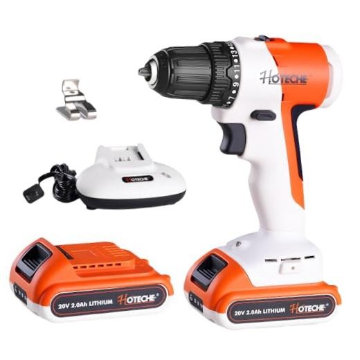 20V Cordless Brushless Drill Set – 2 x 2.0Ah Batteries, 60-Min Fast Charge,