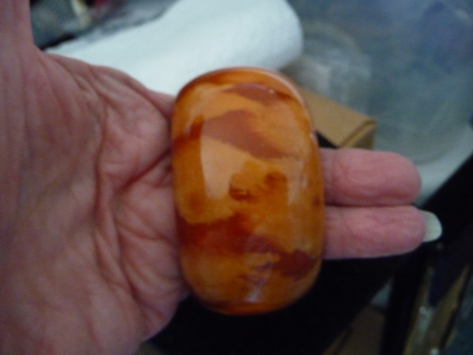 1 1/2” W BUTTERSCOTCH MABILIZED BANGLE INDIA BRACELET #29/26