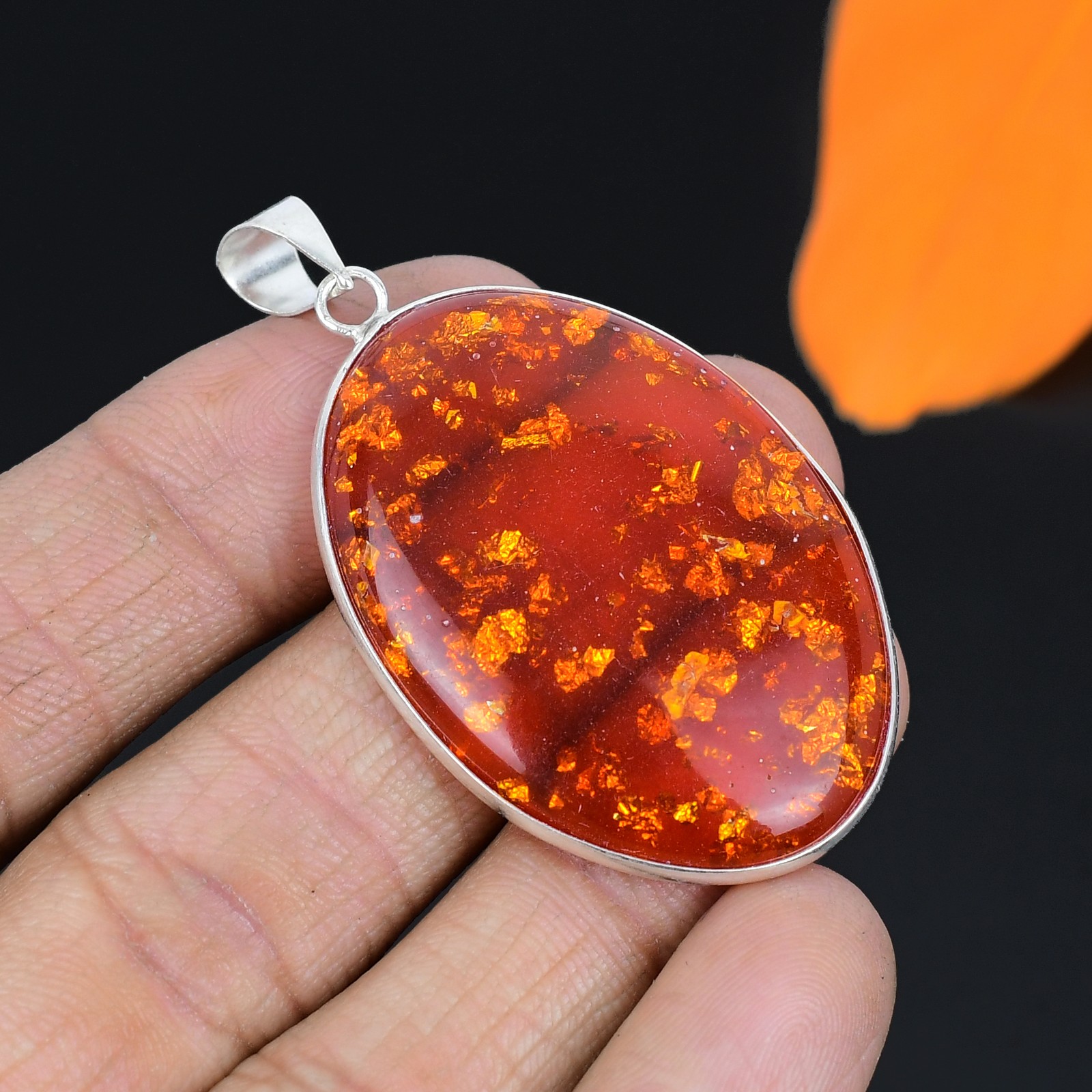 Baltic Amber Gemstone Handmade 925 Sterling Silver Jewelry Pendant Gifts