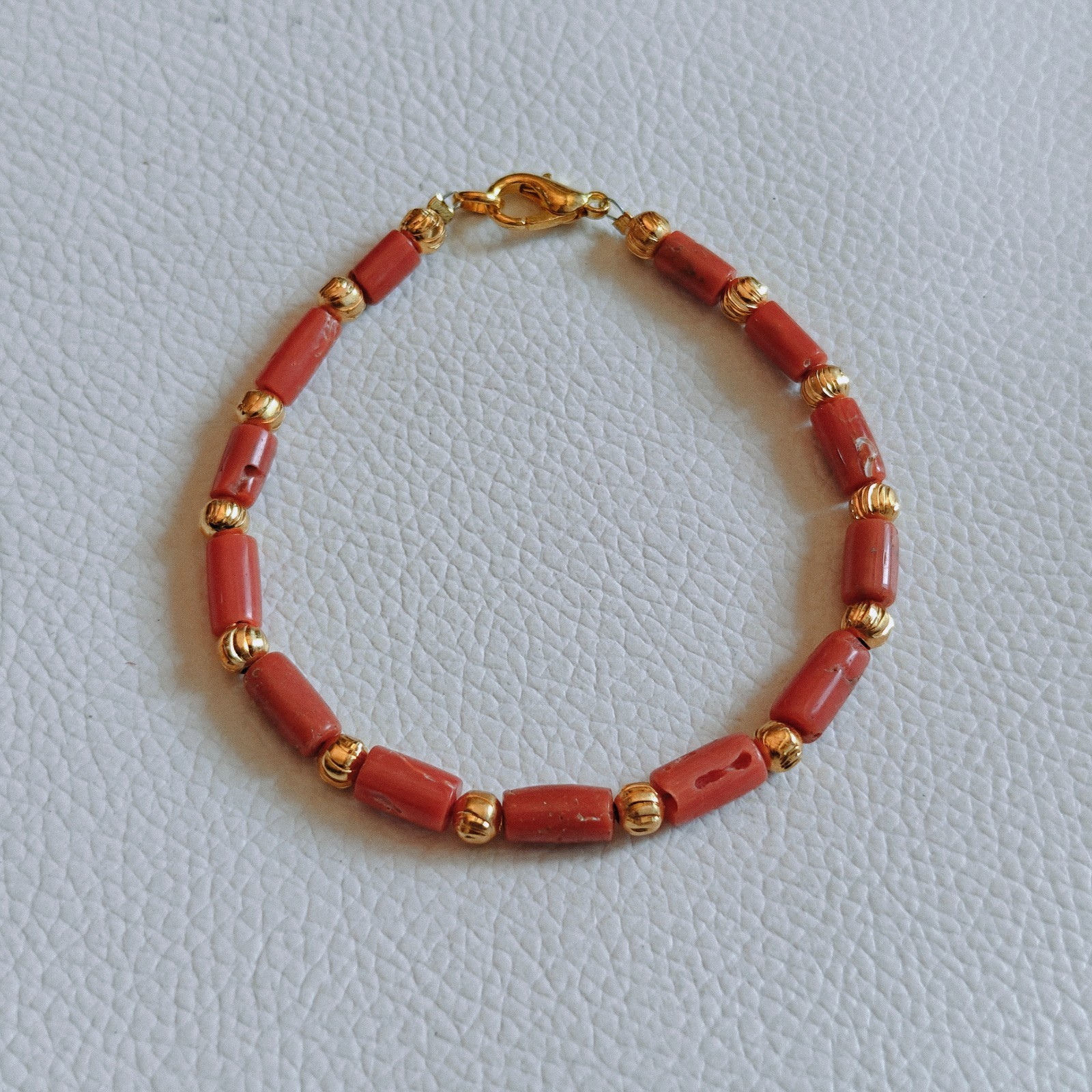 Vintage Coral Bracelet Natural Sea Coral Bracelet Italian Coral Beaded Bracelet