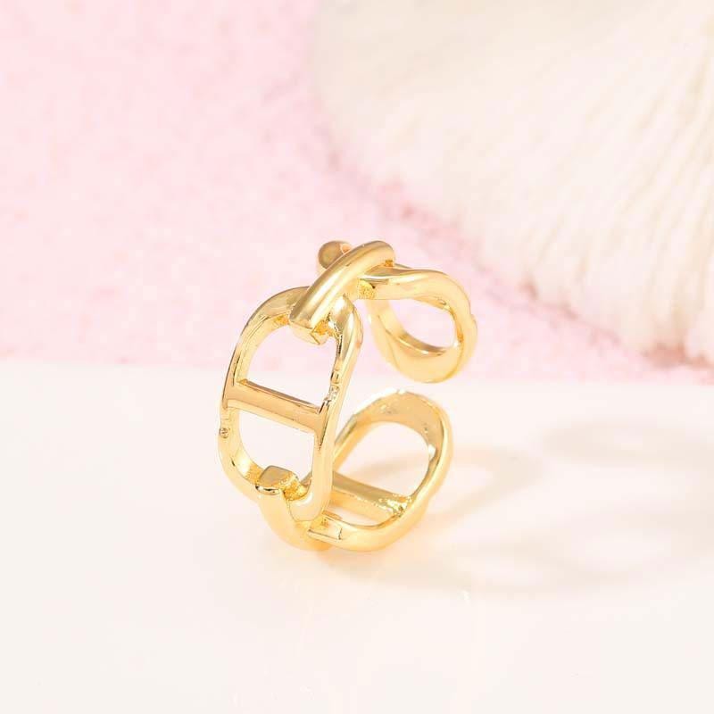 2Pieces 18K Gold Plated Ring, Link Ring, Adjustable Open Ring, Ring Supply GZX1