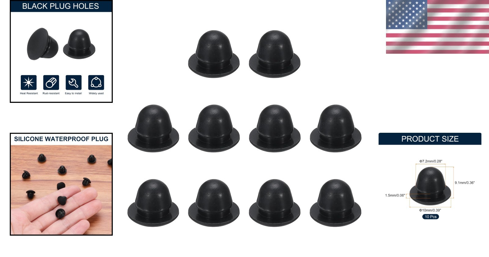 10pcs Silicone Hole Plugs 1/4 Inch Waterproof Dustproof Seal Locking Fit 6mm