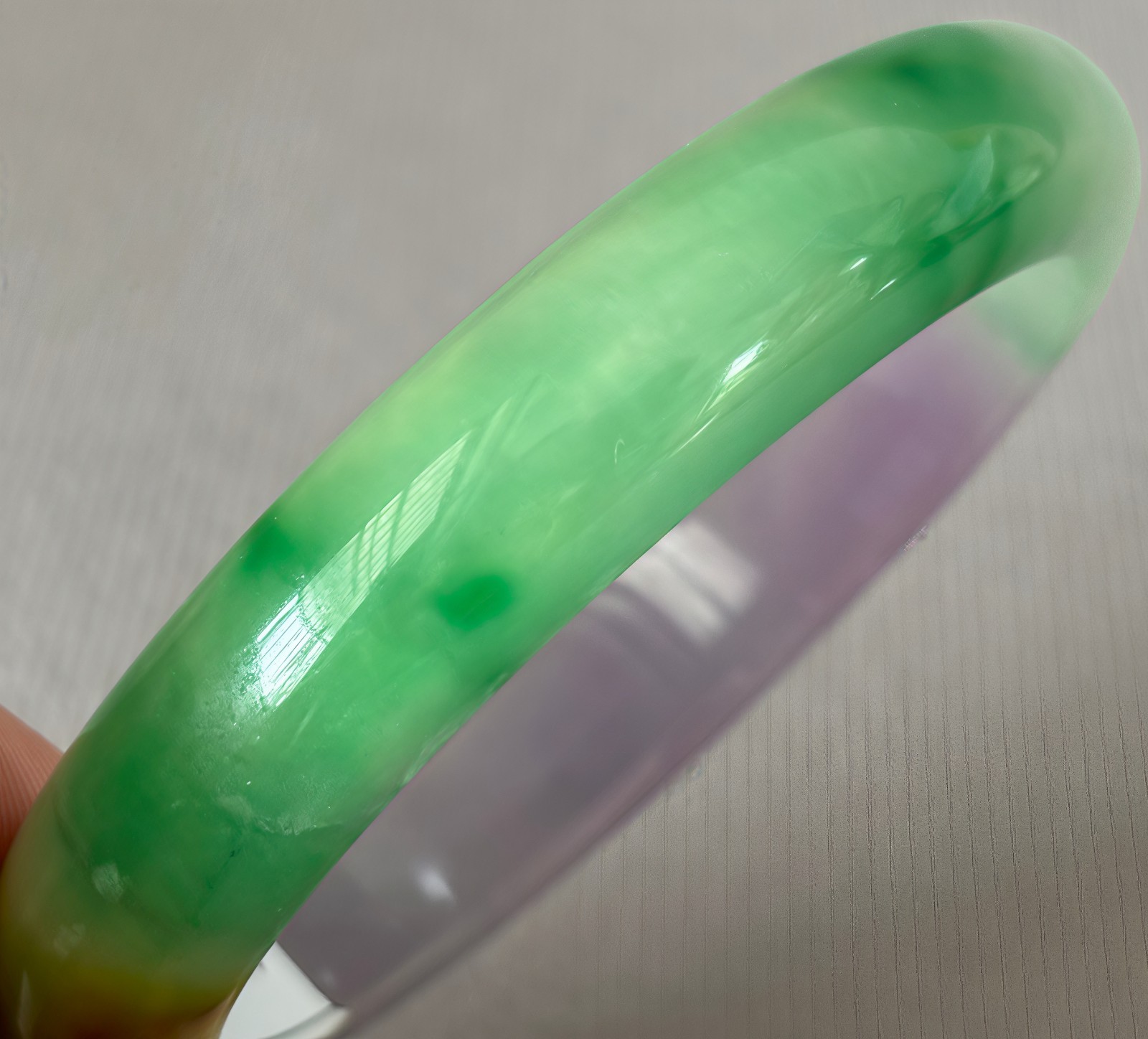 61mm Natural Lavender Jadeite Jade Bracelet Burma Emerald Jade Bracelet Bangle