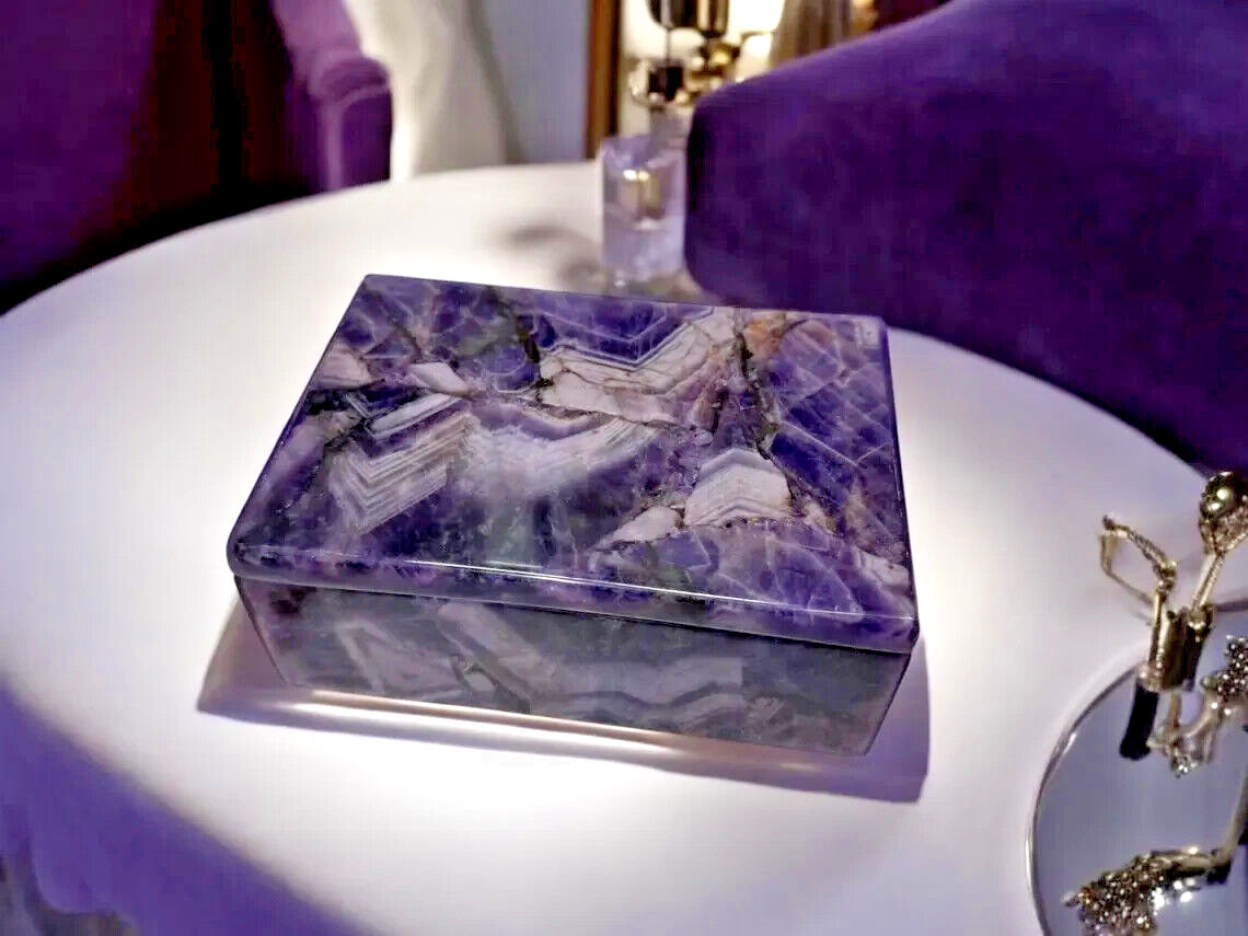 Handcrafted Amethyst Jewelry Box – Natural Gemstone Storage – Elegant Gift Idea