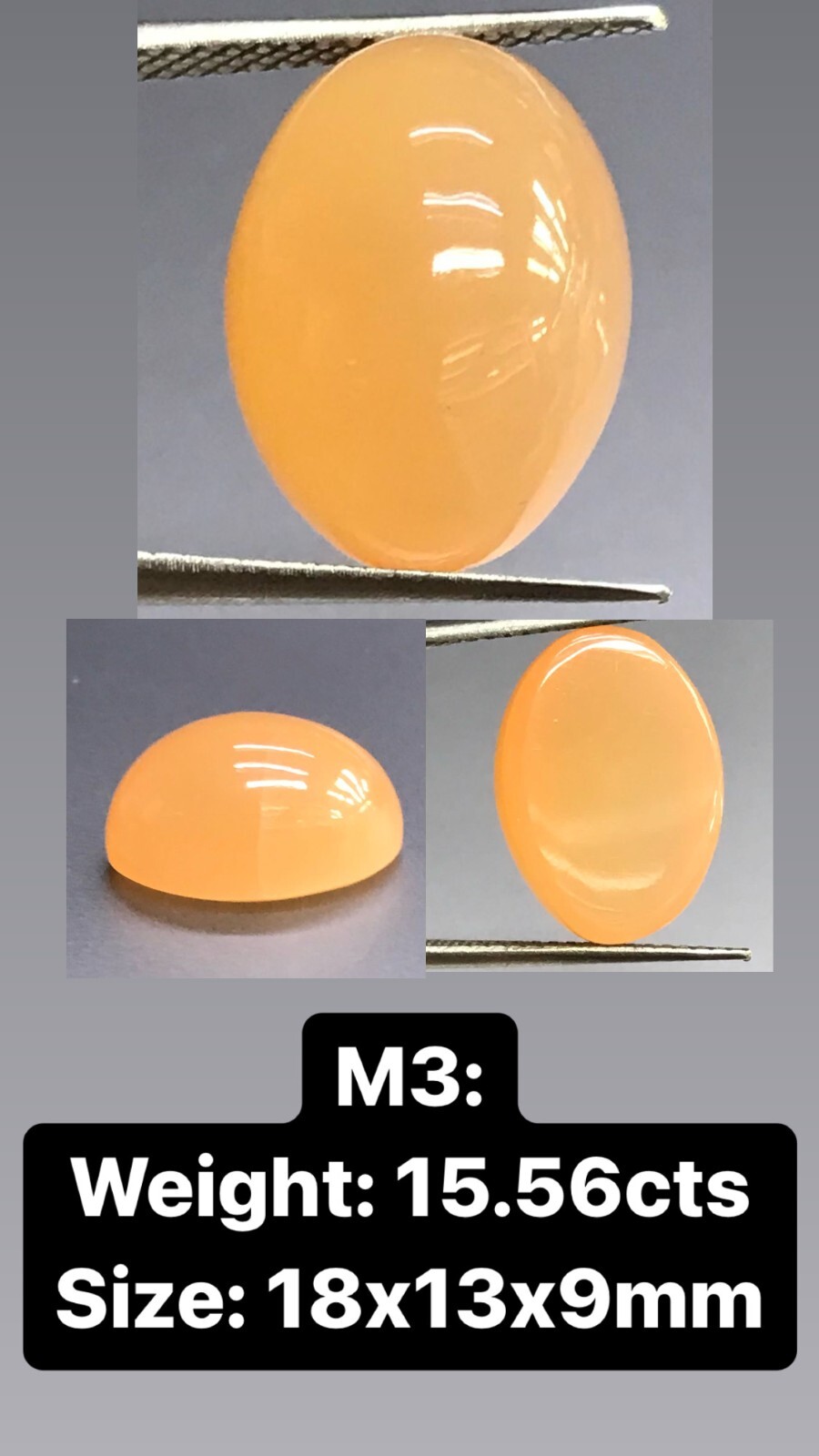 15.56CTS 18X13X9MM Orange and brown moonstone loose gemstone cabochon