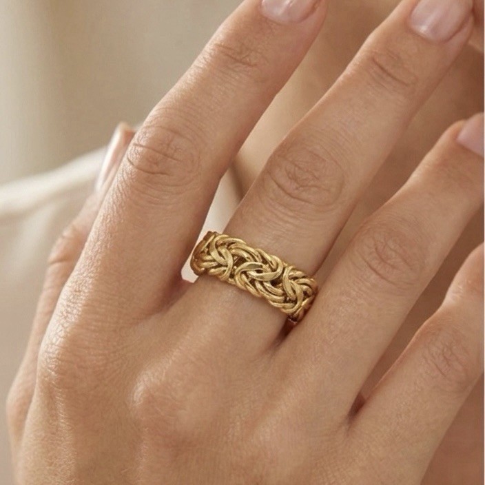 Polished Classic Byzantine Band Ring Real 10K Yellow Gold Sizes 6 7 8 9 10 11 12
