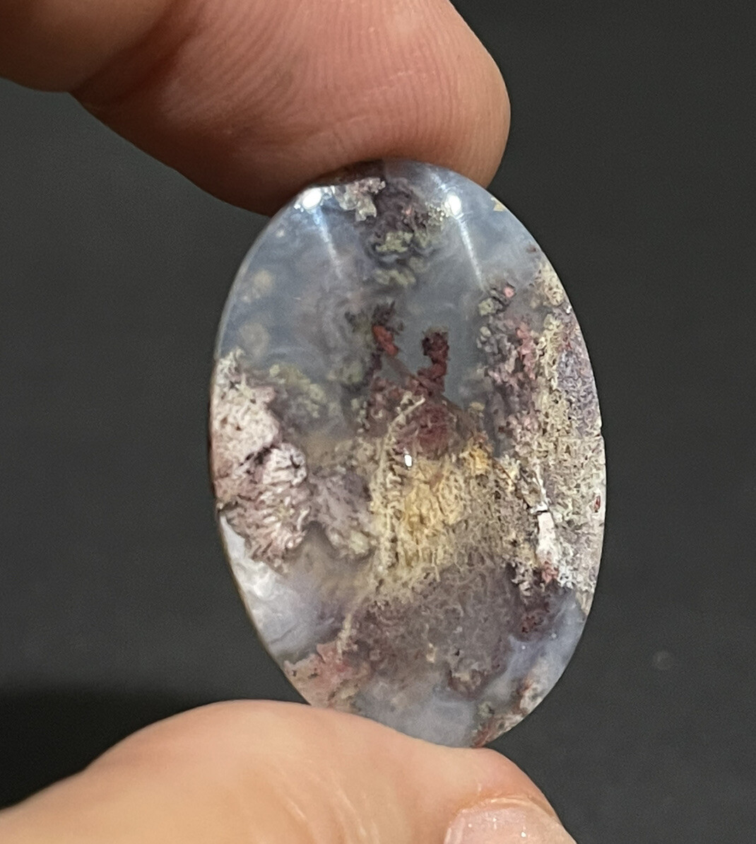 31.75x22x5.5mm Fine Silver Garden Moss Agate Oval Cabochon Loose Picture Stone