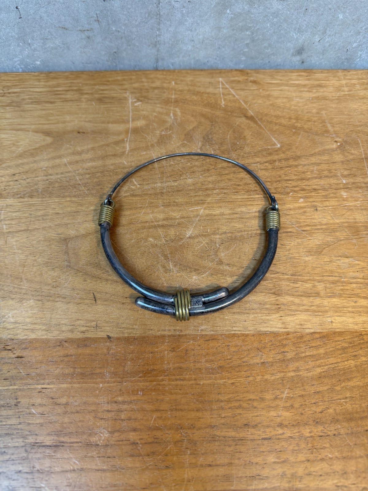 Vintage Mexico 925 Sterling Silver Modernist Torque Collar Necklace 65.8g