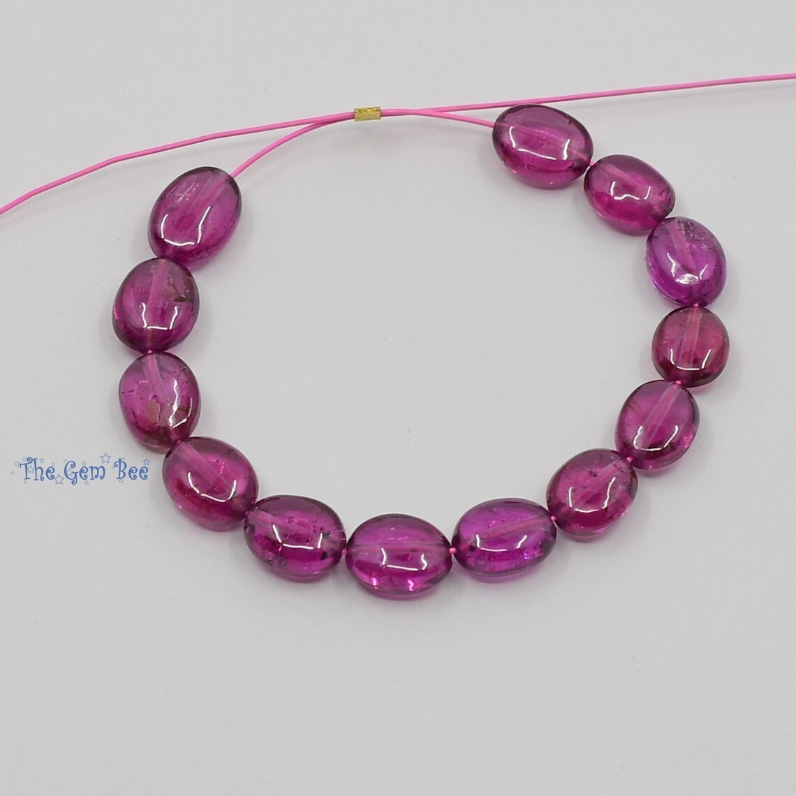 Berry Pink Rhodolite Garnet Smooth Oval Nugget Beads 3 Inch strand