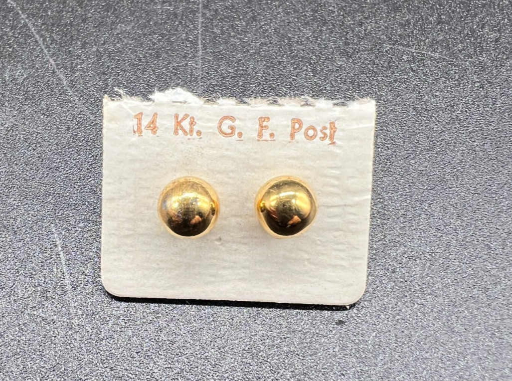 14K Gold Filled Tiny 6mm Ball Post, 1 Pair of Stud Earrings