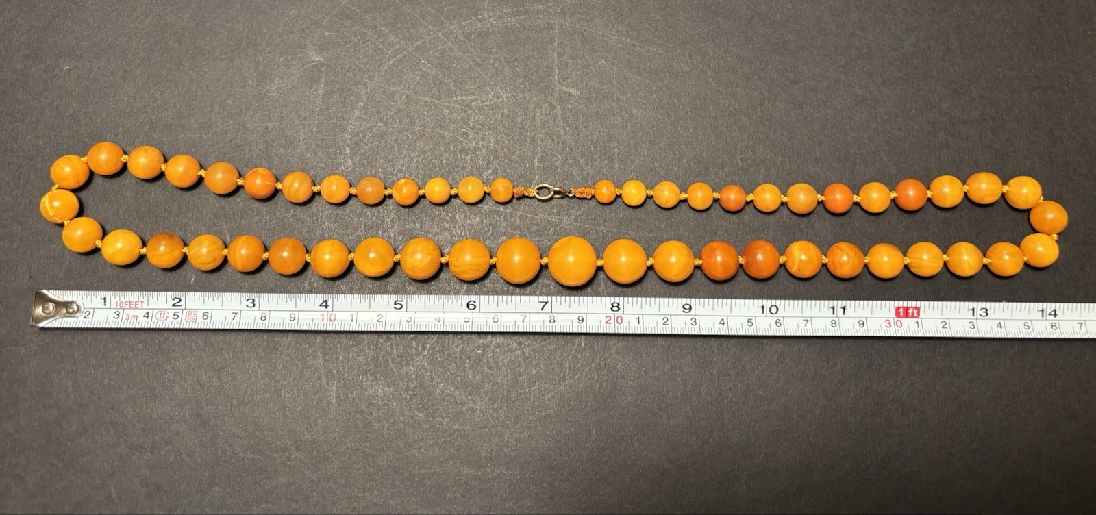 VINTAGE NATURAL BALTIC EGG YOLK BUTTERSCOTCH AMBER NECKLACE BEAUTIFUL SPHERE 55g