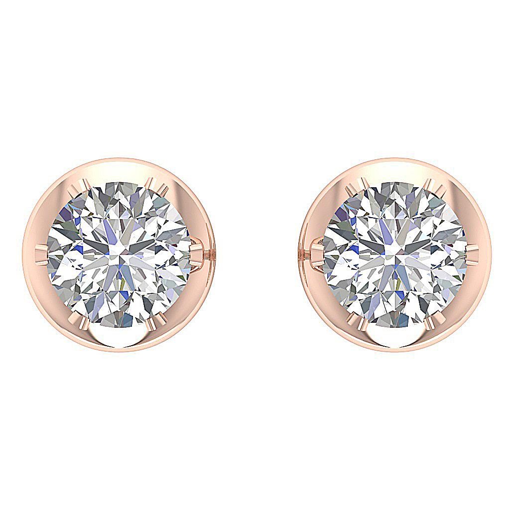0.50Ct Solitaire Studs Earrings Round Diamond 14K White Yellow Rose Gold 4.30 mm