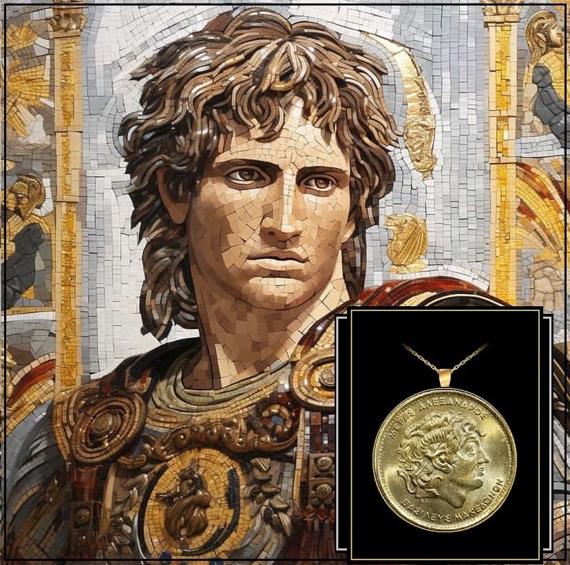 ALEXANDER THE GREAT Coin Necklace – pure brass 100 drachmai – greece macedonia