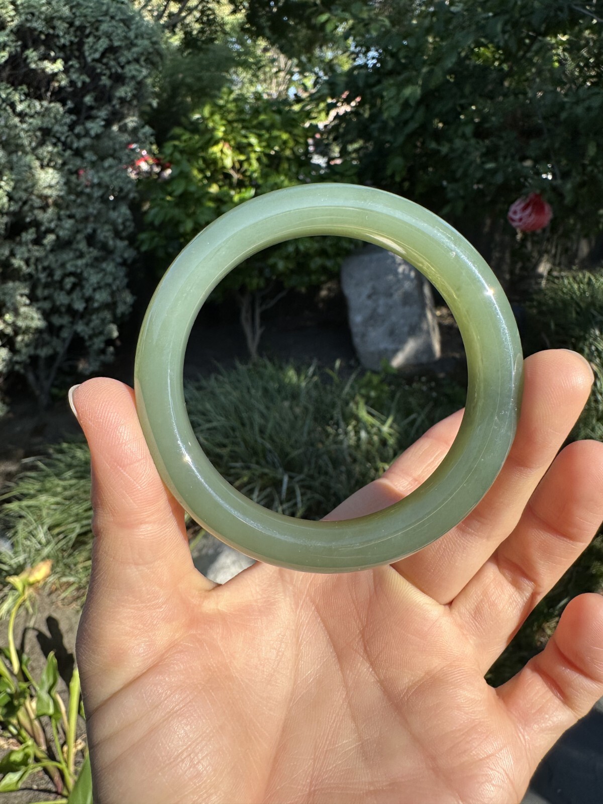 57mm High-grade Oily Water Green Blue Nephrite Bangle Bracelet | 57口蓝绿和田玉手镯