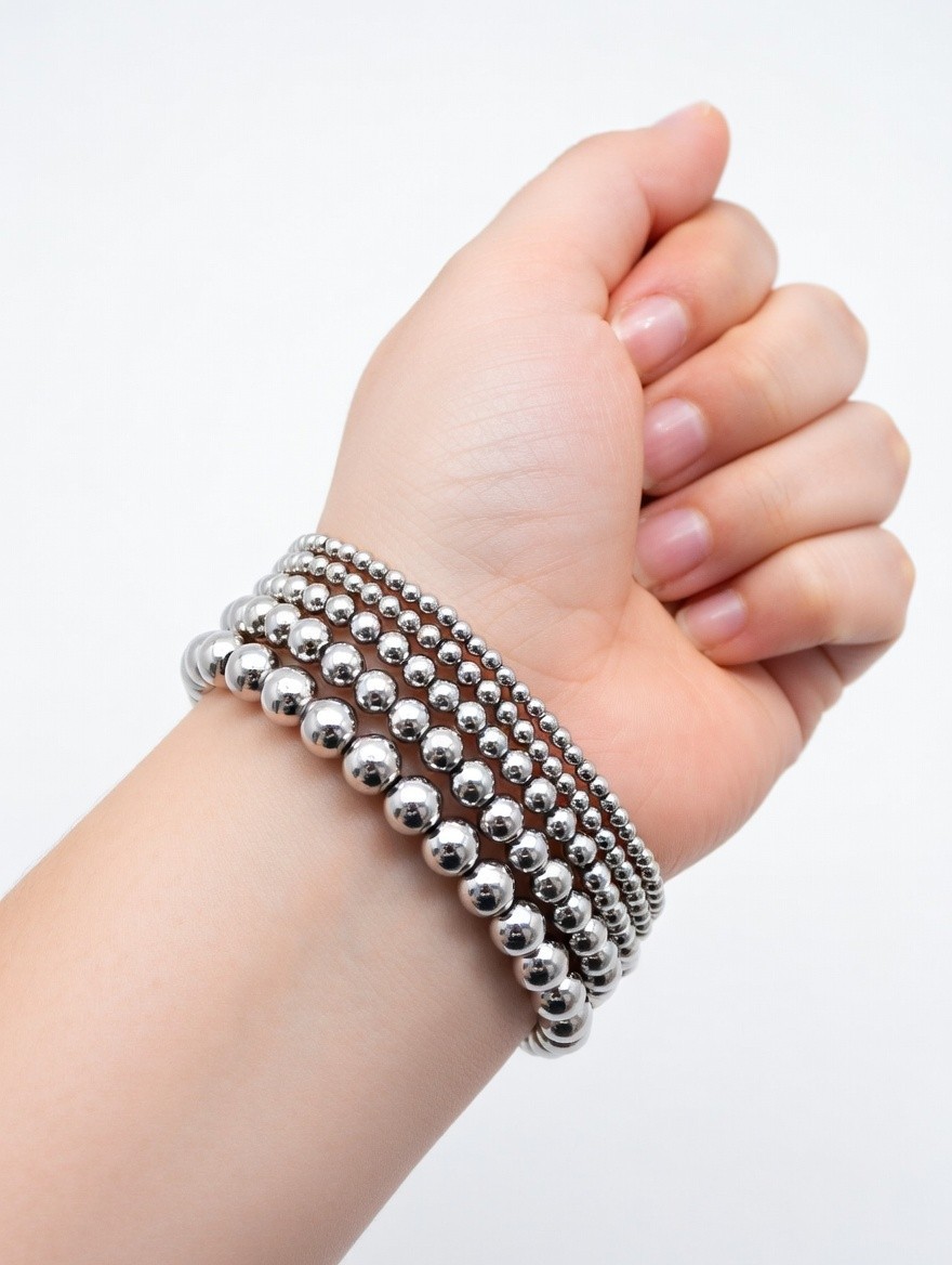 Hypoallergenic Gold Bead Bracelet Set – Stackable Elegance for Every Occasion