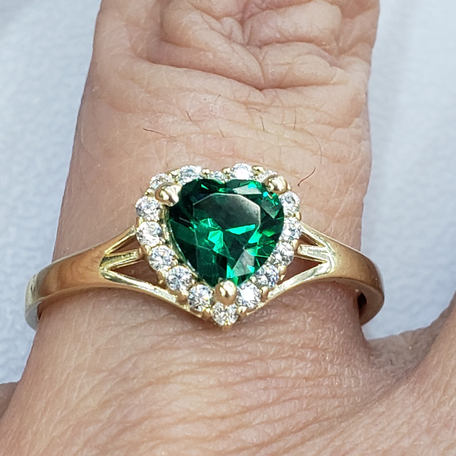 Solid 14k gold Purple Red Pink Blue Green Heart Ring Love Valentine