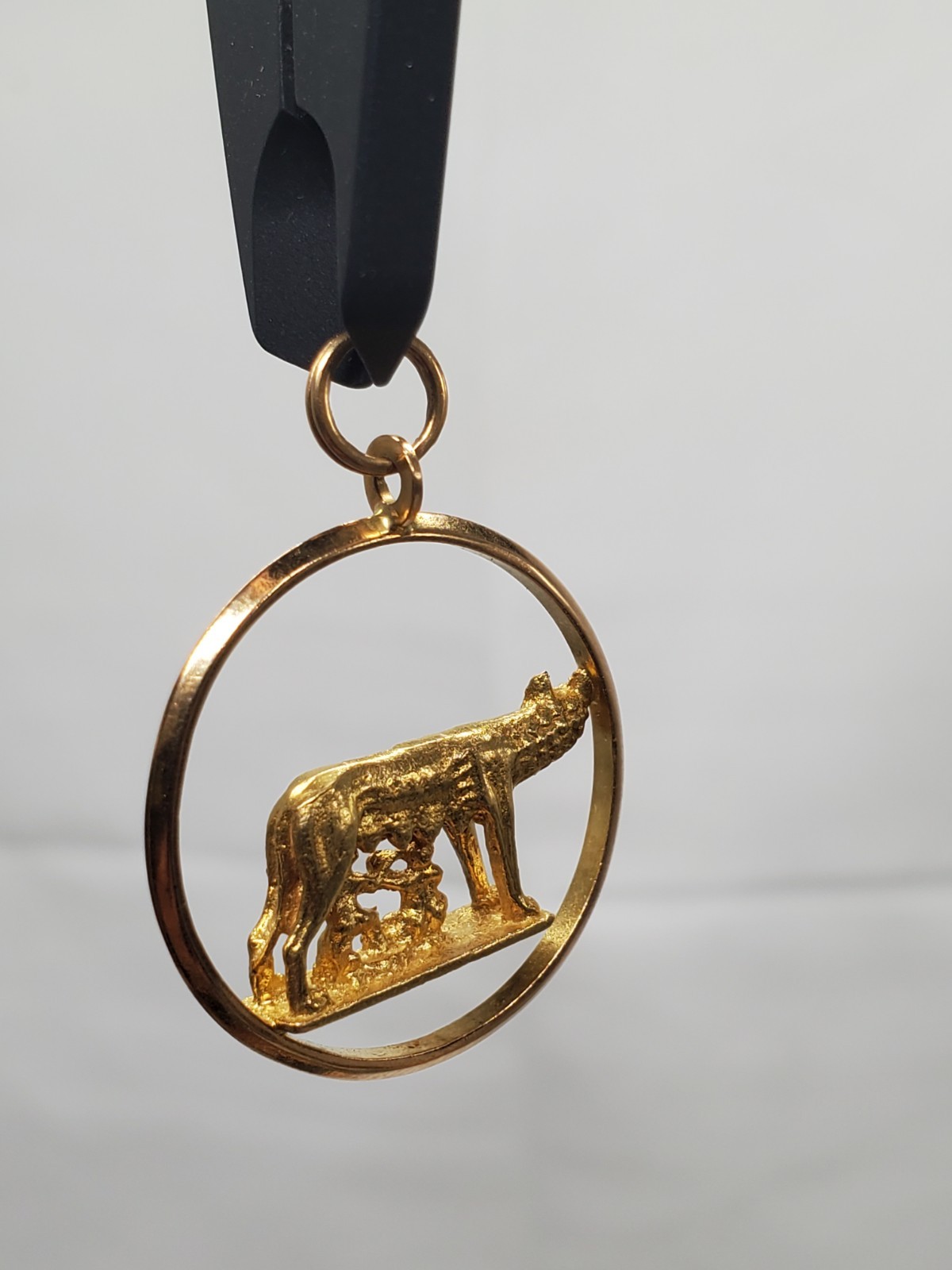 UnoAerre 18k Gold Romulus Remus Souvenir Charm Rome Italy Wolf Pendant ~1″ 6.8g