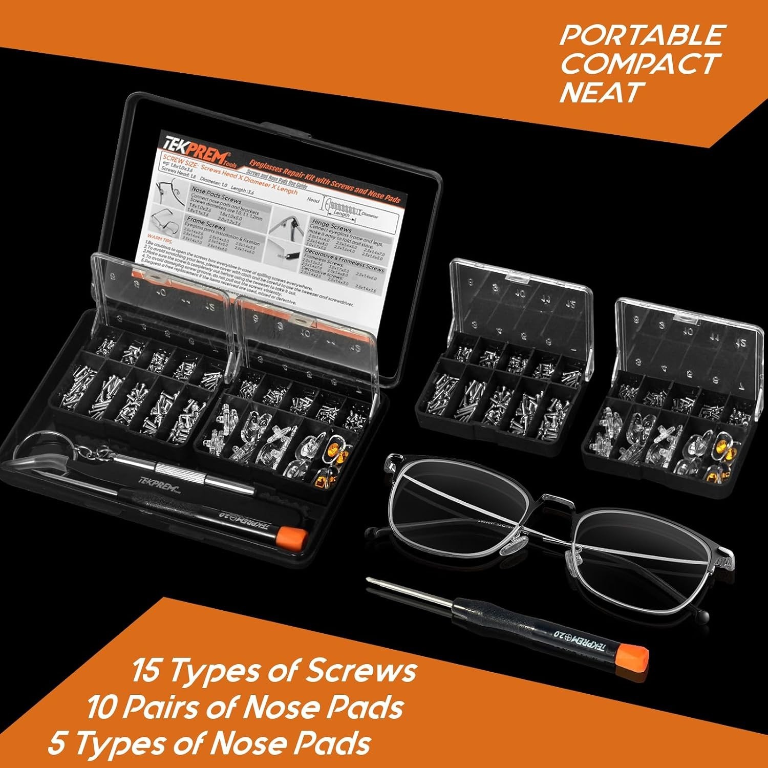 Magnetic Eyeglass Repair Tool Kit with Screws and Nose Pads for Effortless Fixes