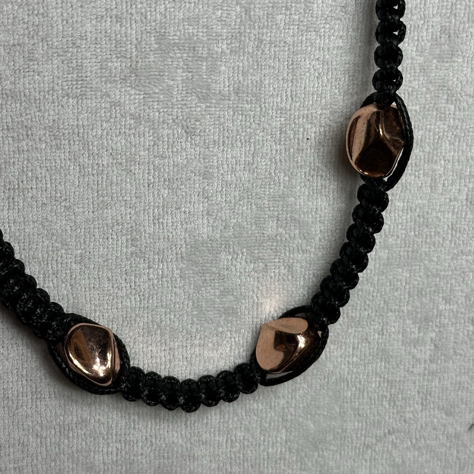 Hemp Black Hobo Hippie Necklace With Shiny Beads