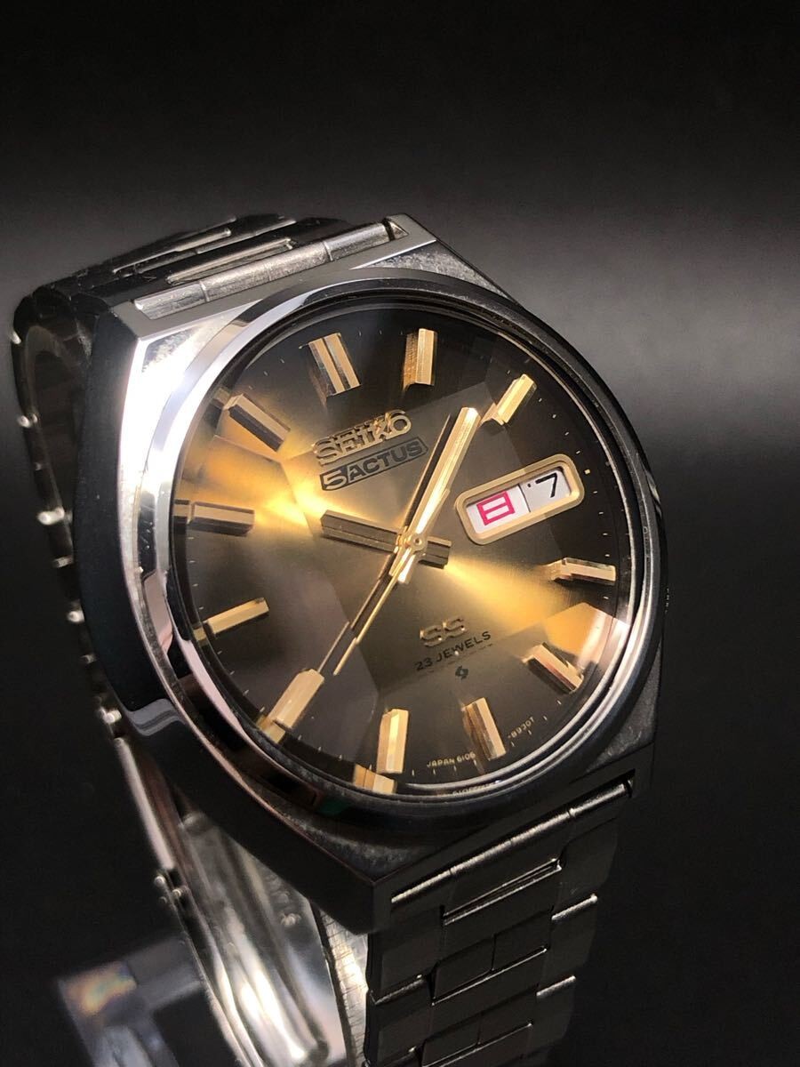 [B1P] SEIKO 5 Actus Faceted Cut Glass 1975 Vintage Automatic Watch [y7x]