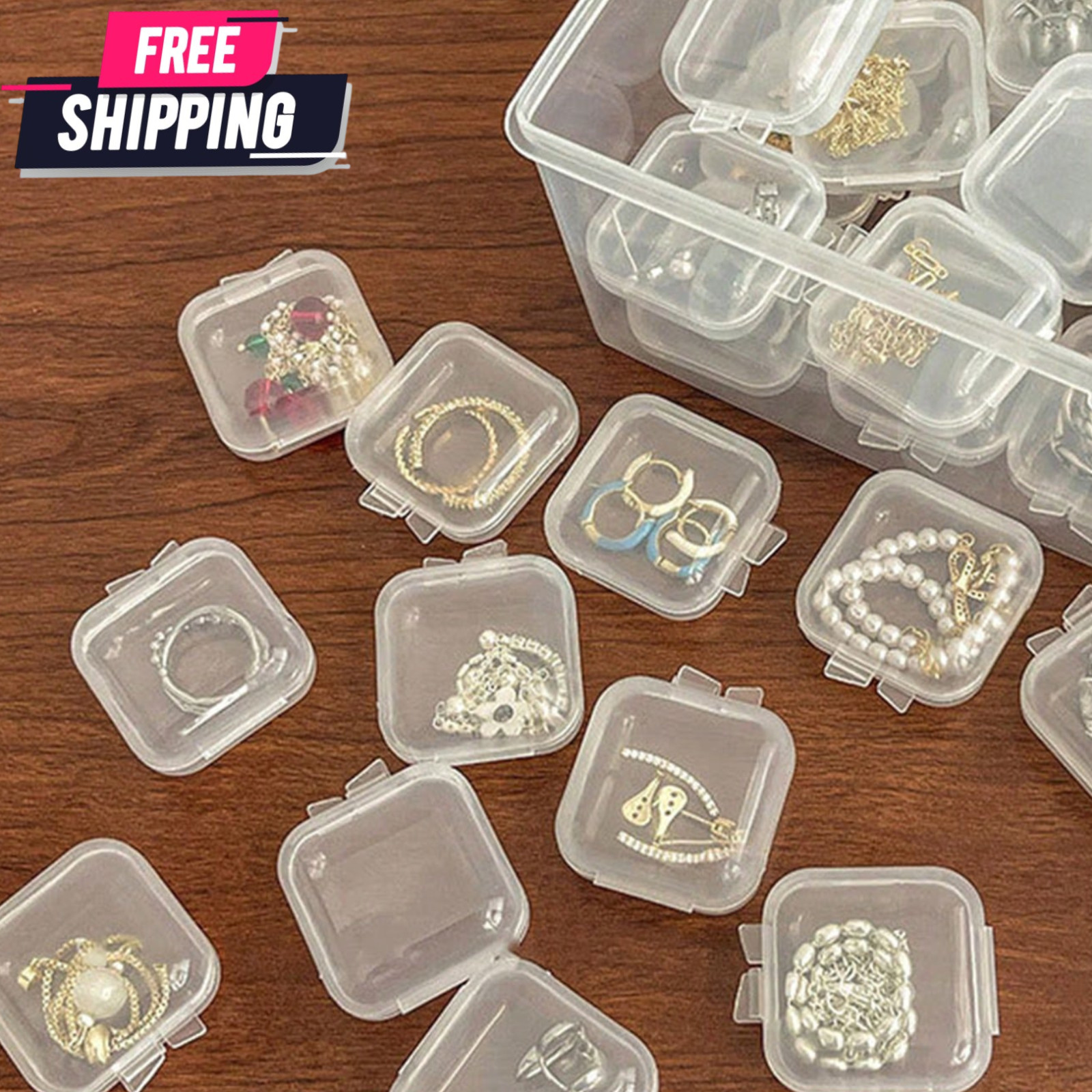 10 Mini Clear Jewelry Storage Box Portable Earring Pill Organizer Container Case